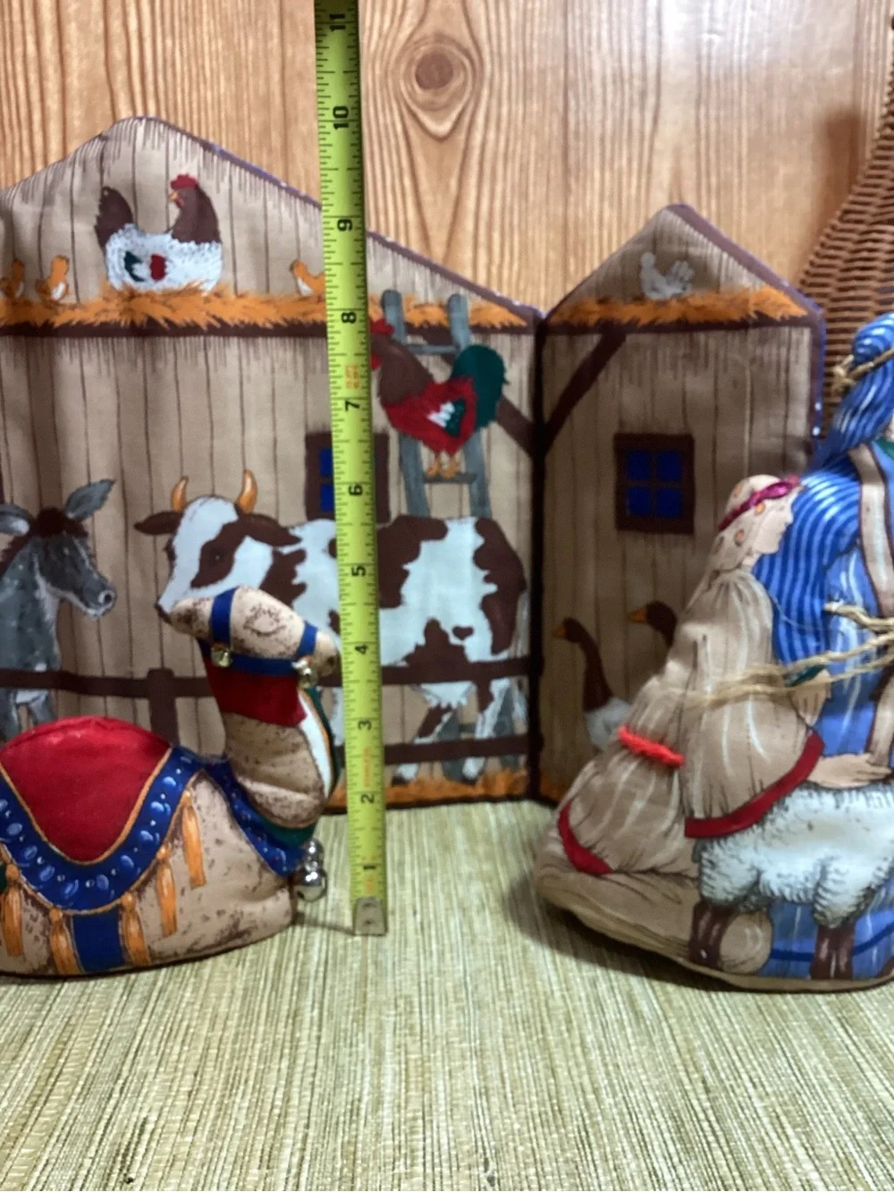 Hand-Made Fabric Nativity Set - Blue & Brown Stable,camel,Angel,Mary & Joseph